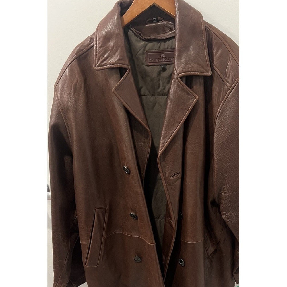 Johnston & Murphy Brown Leather Jacket with Flannel Lining Medium